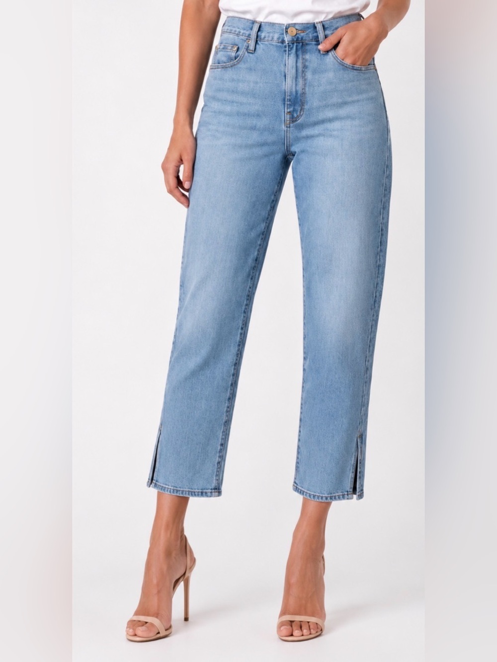 Frame Denim Jeans Le Style Sylvie Crop Superstar Light Wash Kick Slit Straight